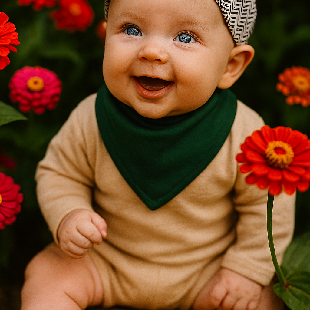 Bandana Babador Bebê Unissex – Algodão Liso Premium | Verde Mate