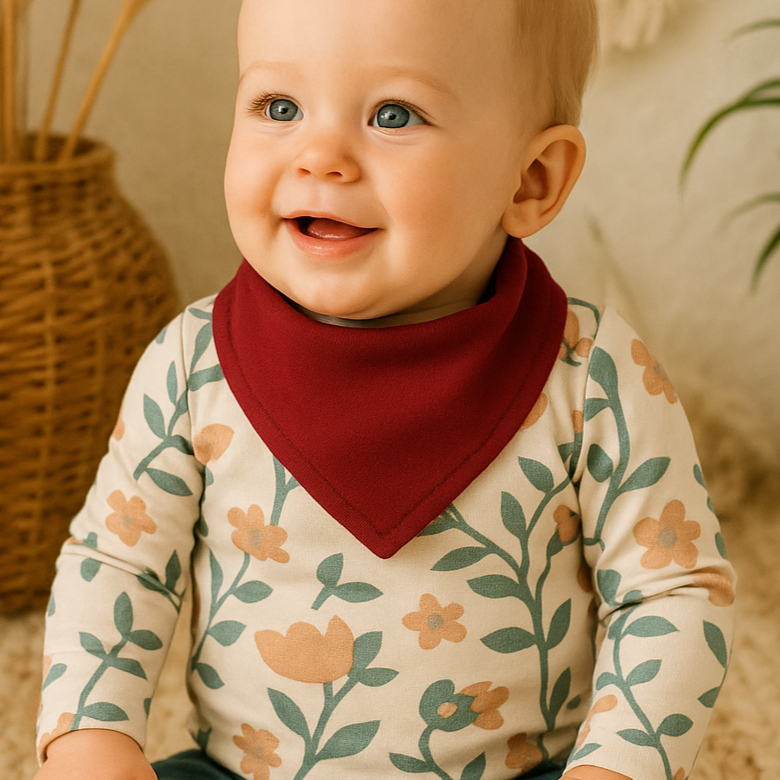 Bandana Babador Bebê Unissex – Algodão Stretch Liso | Merlot