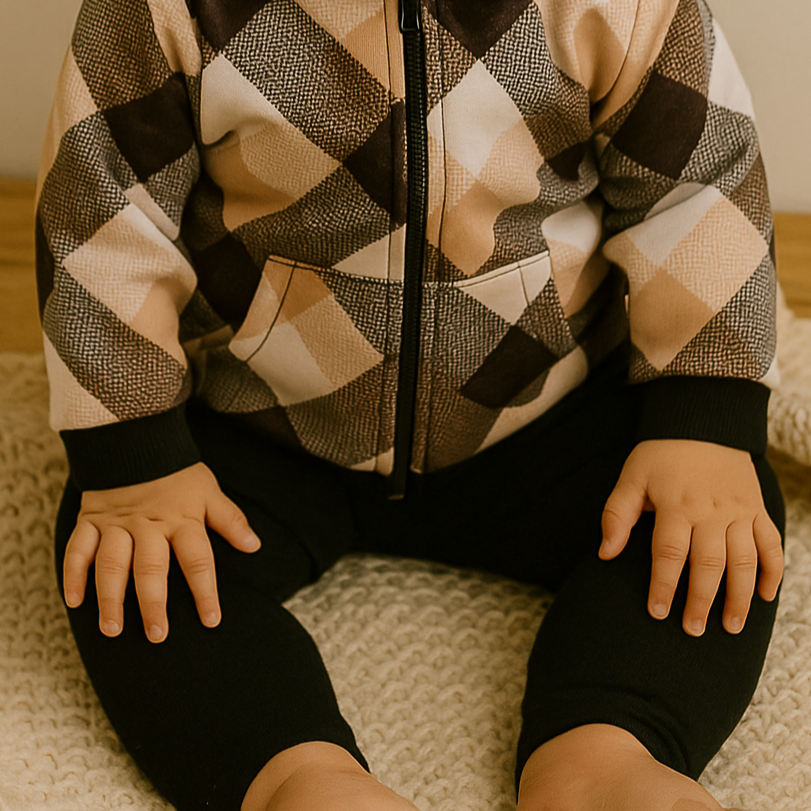 bebe sentado usando legging preta canelada