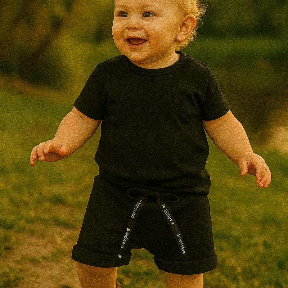 Bermuda Bebê/Infantil Menino – Algodão Premium Liso | Preta
