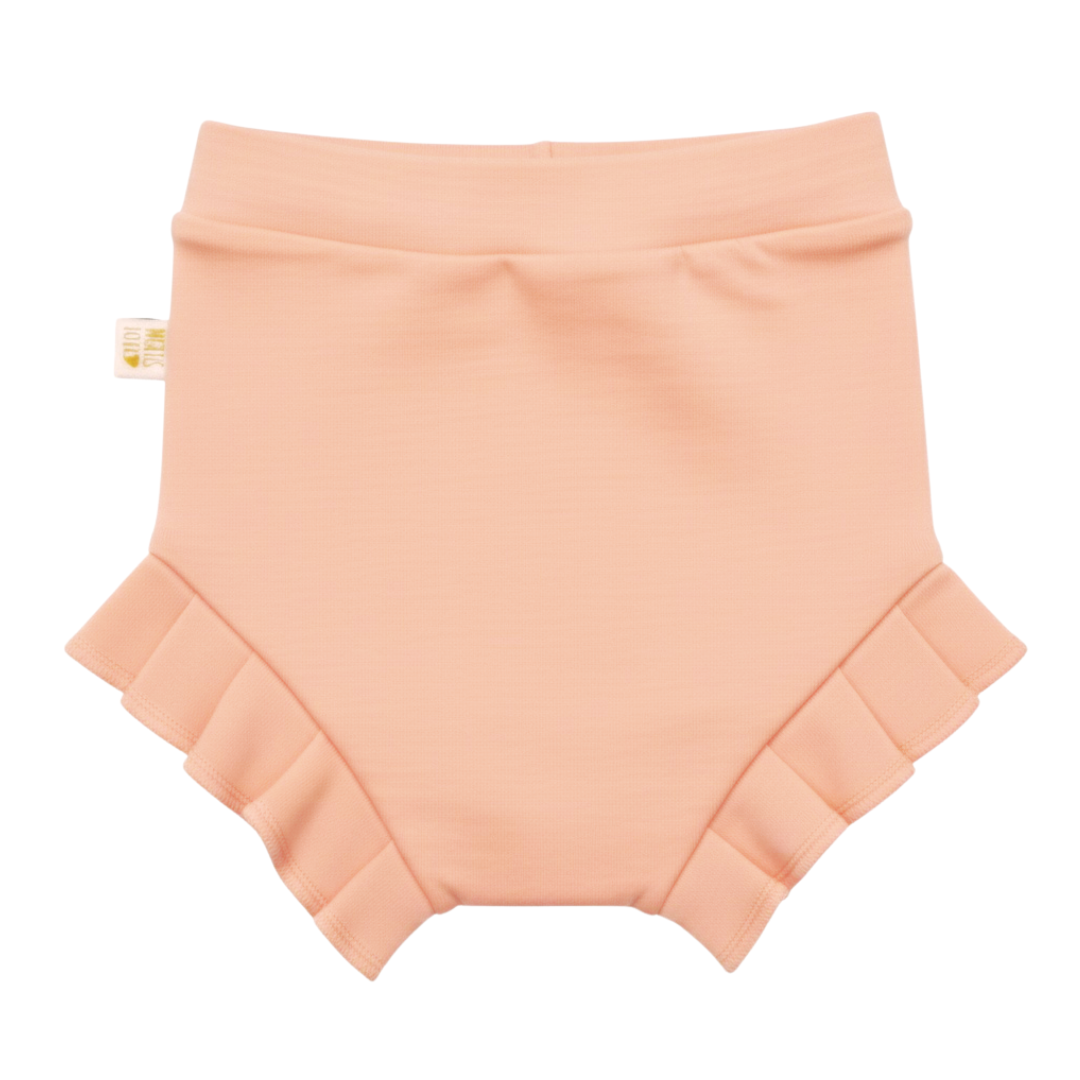 bermuda bebe infantil babados salmao bebe clarinho 