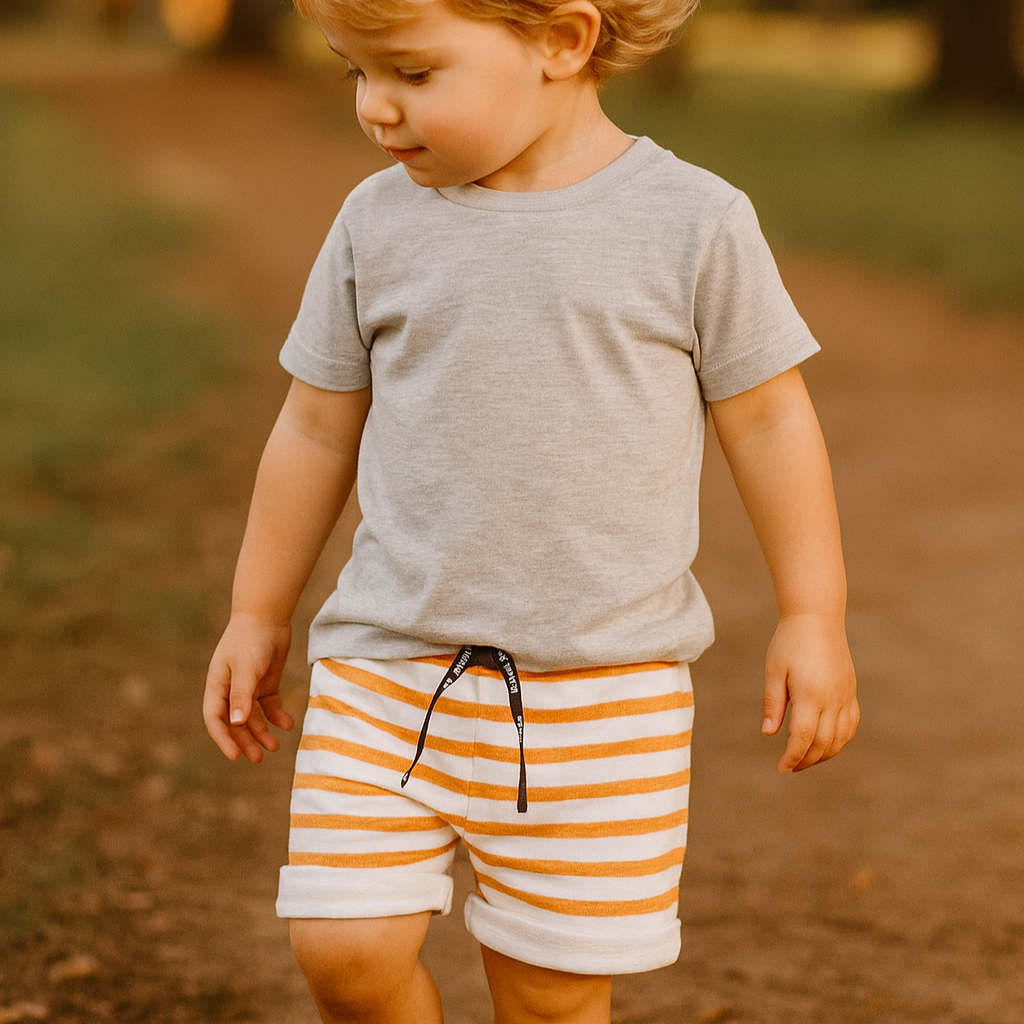 Infantil Menino - Algodão Premium Estampa Exclusiva | Listras Amarelas