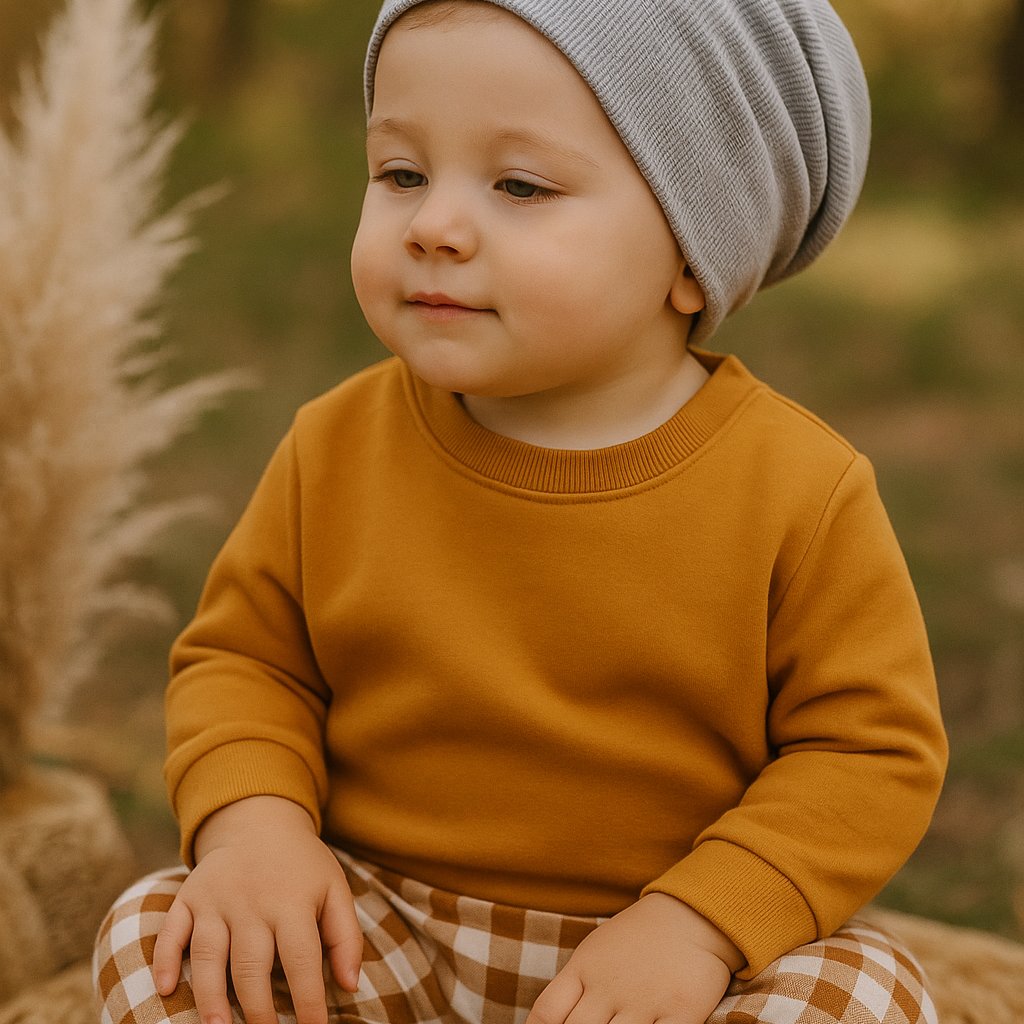 blusao moletinho stretch mostarda infantil bebe