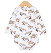 Body Bebê/Infantil Manga Longa Unissex - Algodão Premium Estampa Exclusiva | Tartarugas Aquareladas