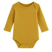 Body Manga Longa - Algodão Canelado | Mostarda