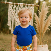 Body Infantil Manga Curta Unissex - Algodão Stretch Liso | Azul Royal