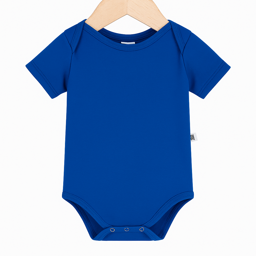 body bebe infantil manga curta premium stretch azul royal