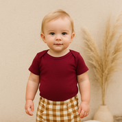 Body Bebê e Infantil Unissex Manga Curta – Tecido Algodão Stretch Liso | Merlot