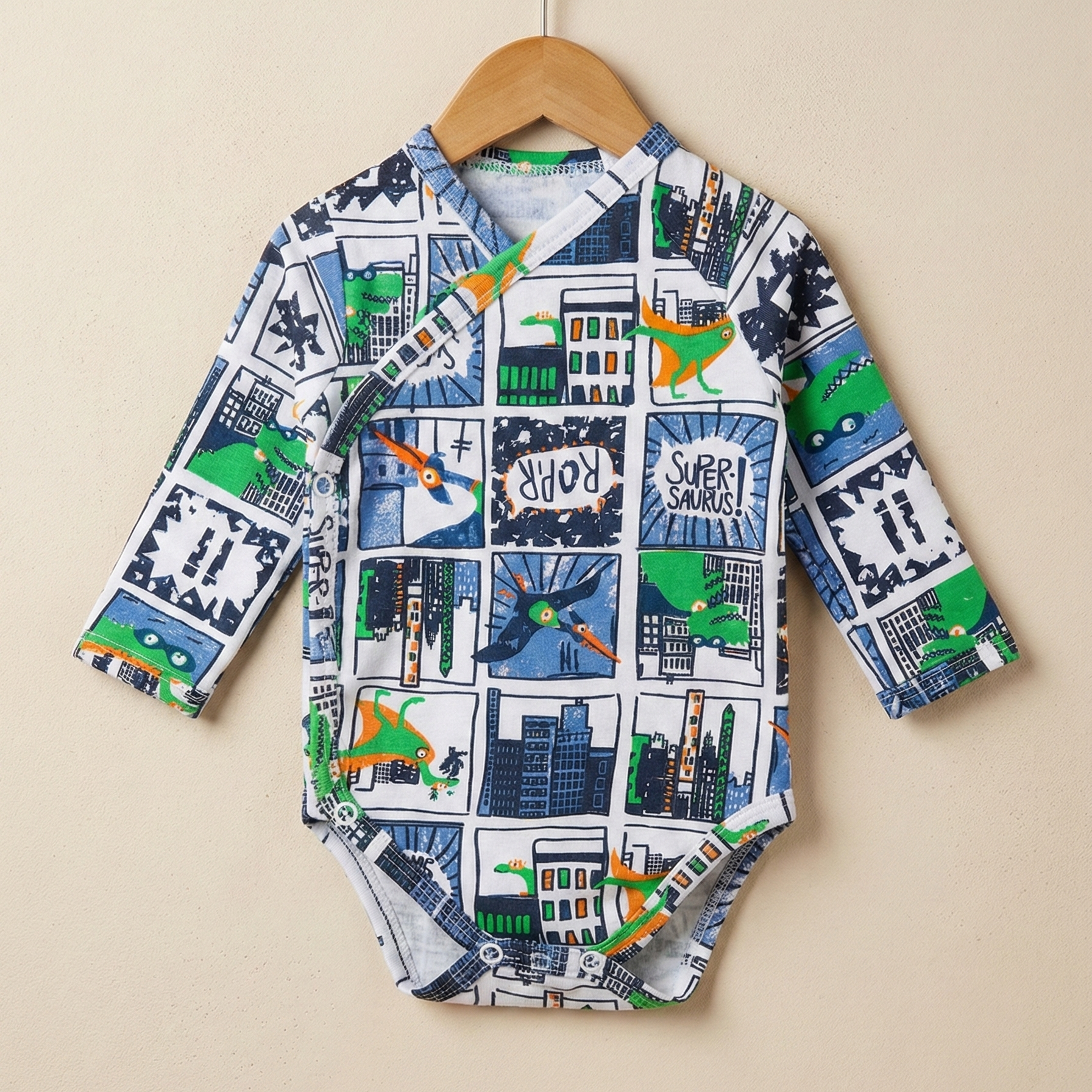 body kimono malha de algodao estampada cartoon recem nascido