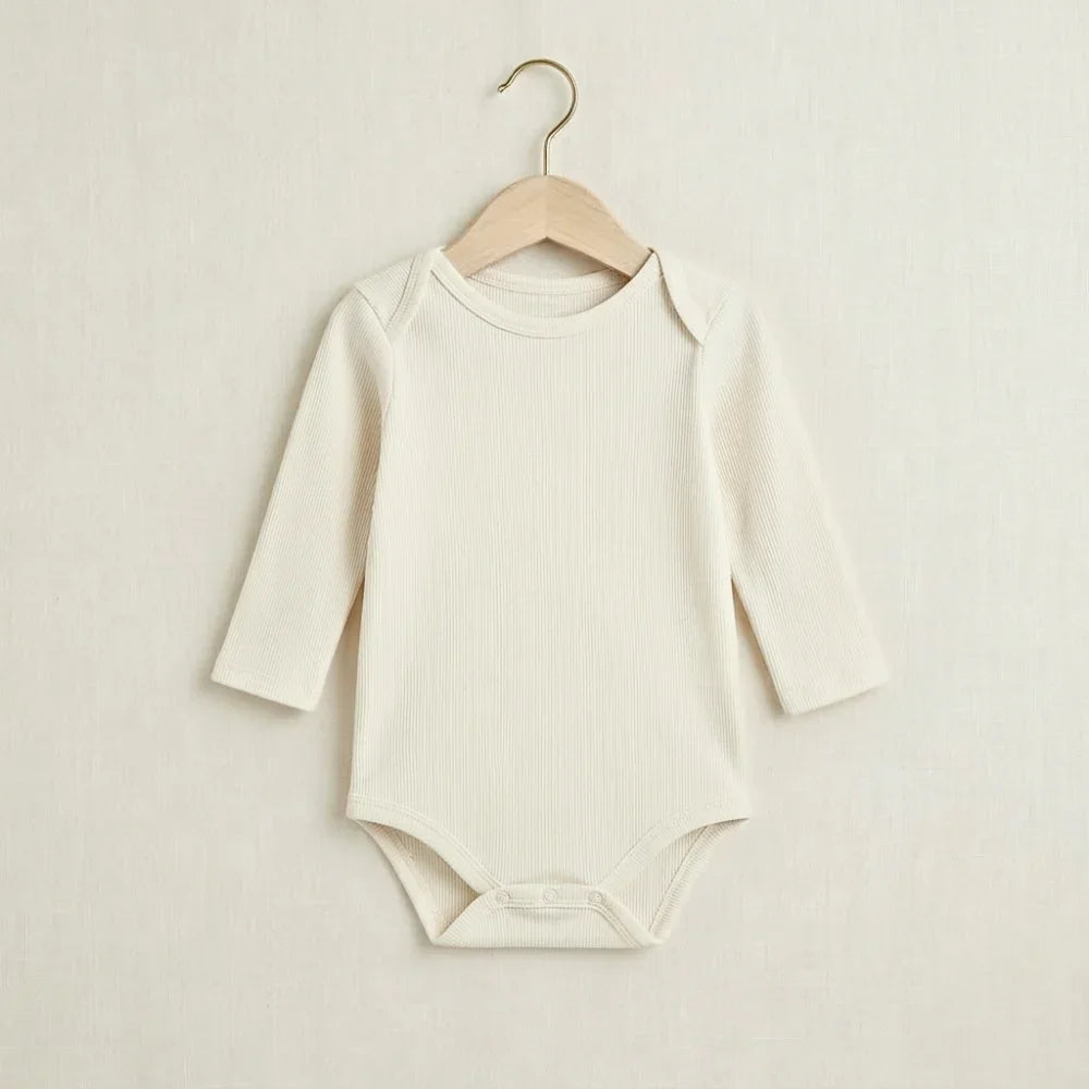 body manga longa bebe lisa canelado branco