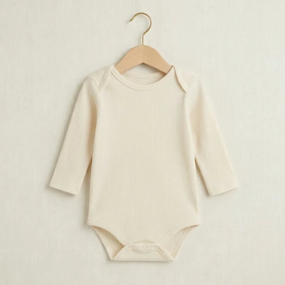 body manga longa bebe lisa canelado offwhite