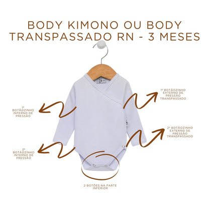 Kit Calça de Pezinho + Body Kimono Recém-Nascido -  Listras Amarelas Irregulares