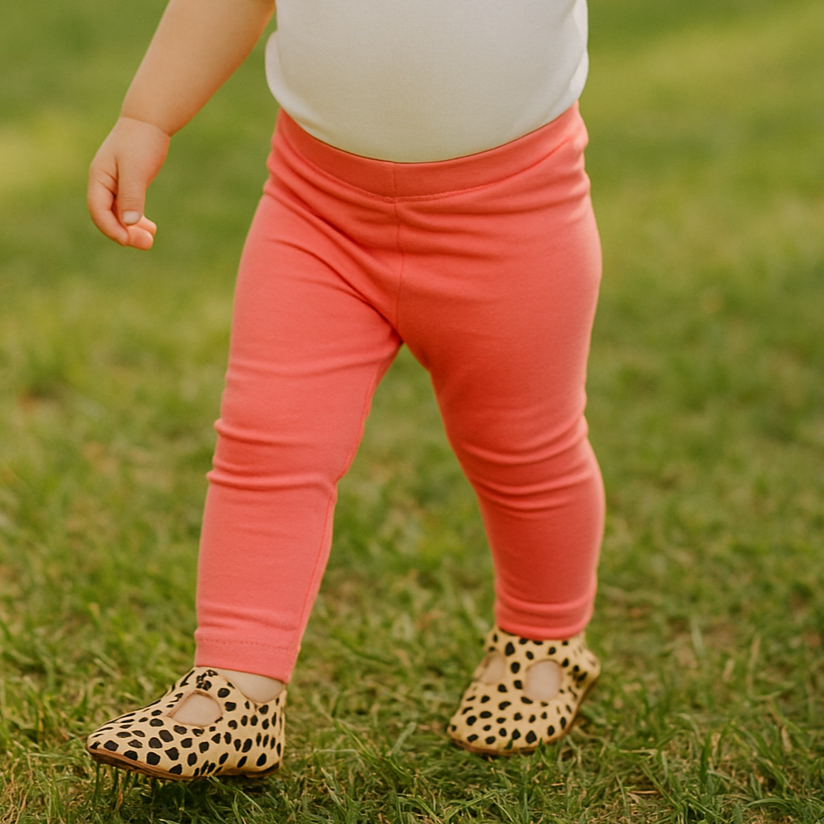 calca legging infantil bebe algodao stretch coral