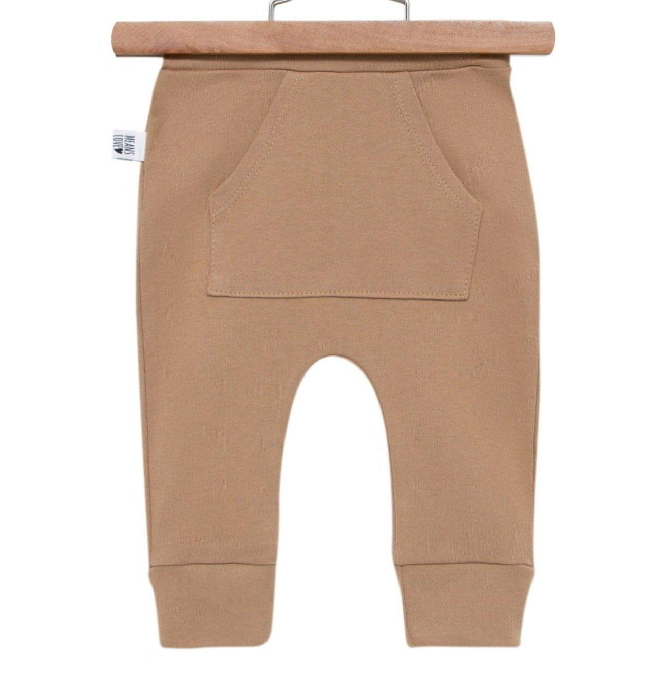 calca marrom algodao premium 100 por cento means love baby lisa bege clássico