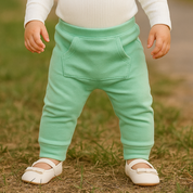 Calça Bebê/ Infantil Unissex Com Bolso Canguru - Malha Algodão Lisa | Menta