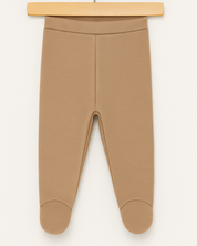 Kit: Body Kimono Recém-Nascido à 3 Meses + Calça de Pezinho Recém-Nascido à 3 Meses - Algodão Premium Liso| Bege Clássico