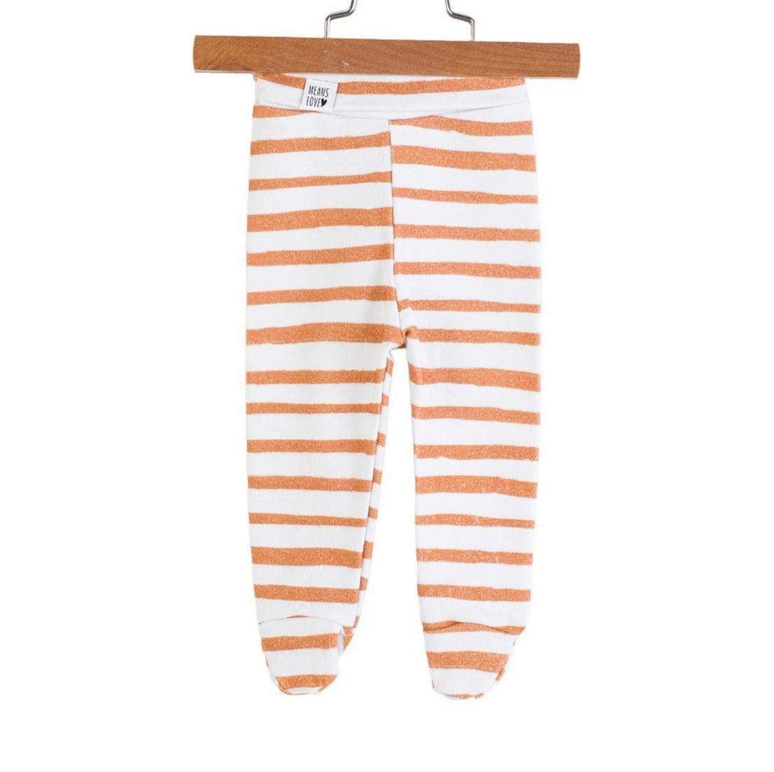 calca recem nascido pezinho estampa exclusiva listras amarelas