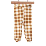 calca recem nascido pezinho estampa exclusiva xadrez marrom classico