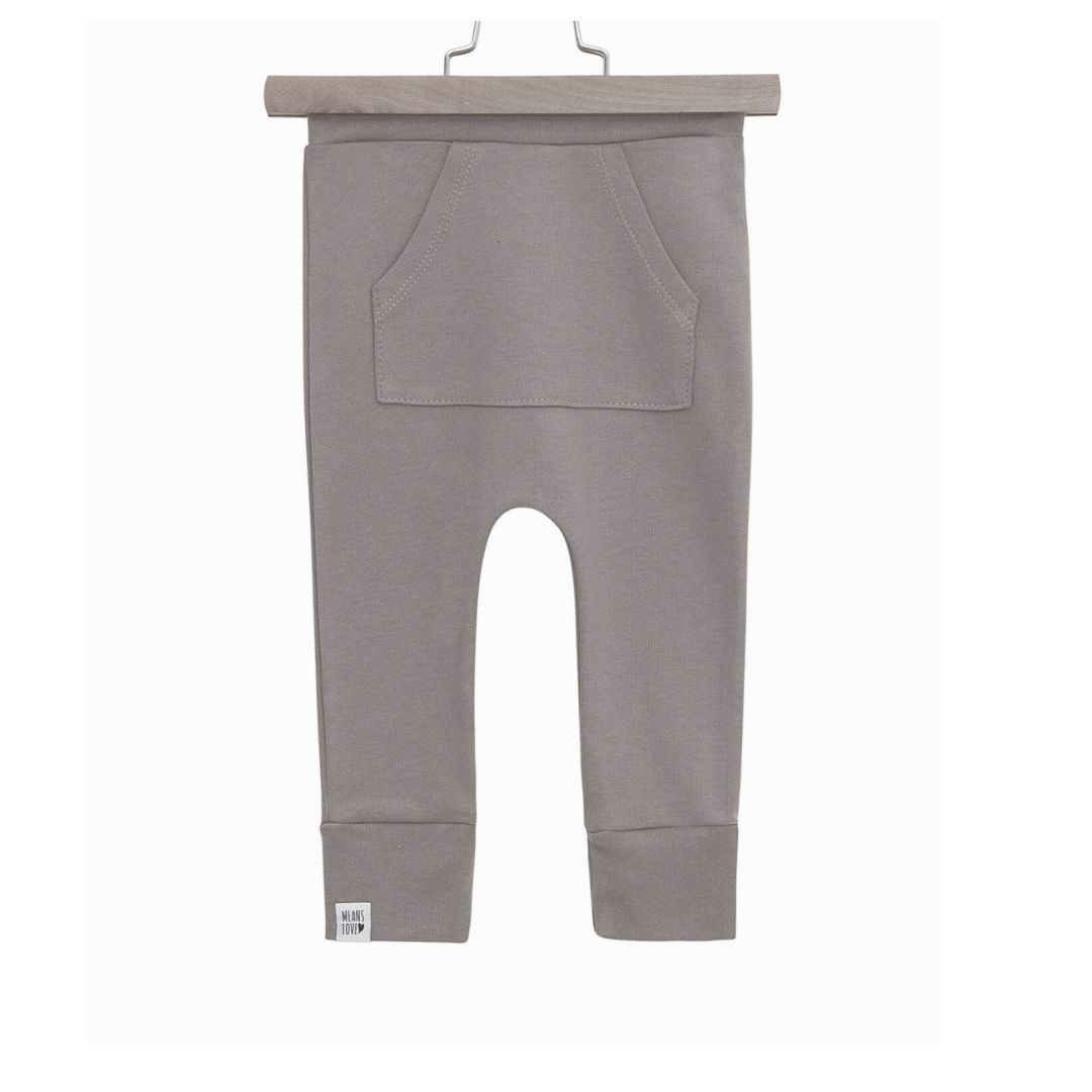 Calça Bebê/Infantil Com Bolsão Unissex [Algodão Natural Colors - Lisa] - Cinza Pedra