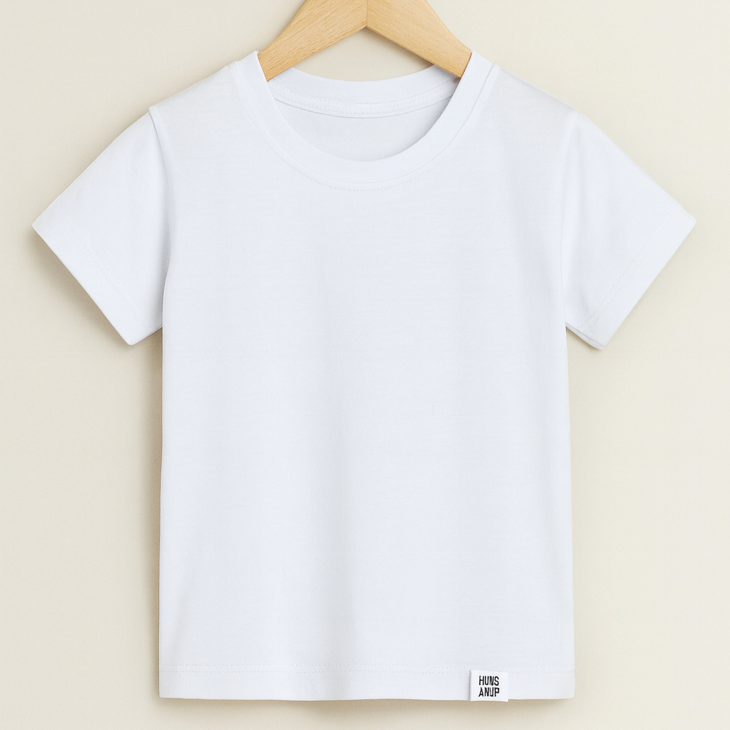 Camiseta Bebê e Infantil Manga Curta Unissex - Meia Malha 100% Algodão Premium Lisa | Branca