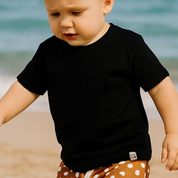 Camiseta Bebê e Infantil Manga Curta Unissex - Malha Algodão Lisa | Preta