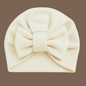 Turbante Bebê Com Lacinho Removível Menina - Malha Stretch Algodão | Off White