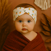 Faixinha de Cabelo Bebê - Algodão Premium Estampa Exclusiva | Mini Laranjinhas Boho
