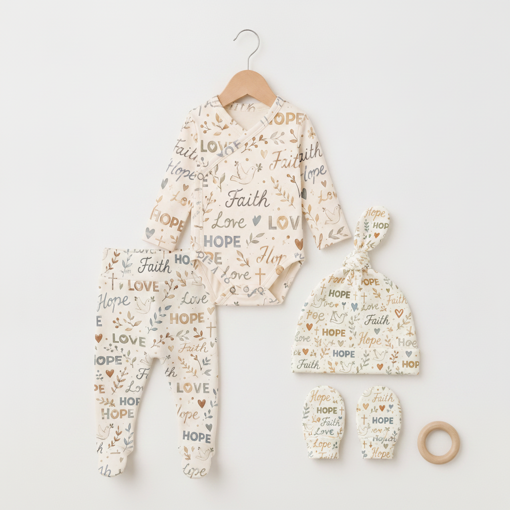 Saída Maternidade Recém-Nascido 4 Peças - Cotton Adapt | Blessed