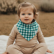 Bandana Babador Bebê Unissex – Algodão Stretch Estampado | Vichy Verde