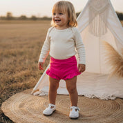 Short Bebê e Infantil Plissado Menina – Algodão Strech Liso | Rosa Pink