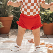 Short Bebê e Infantil Plissado Menina – Malha Algodão Liso | Tomate