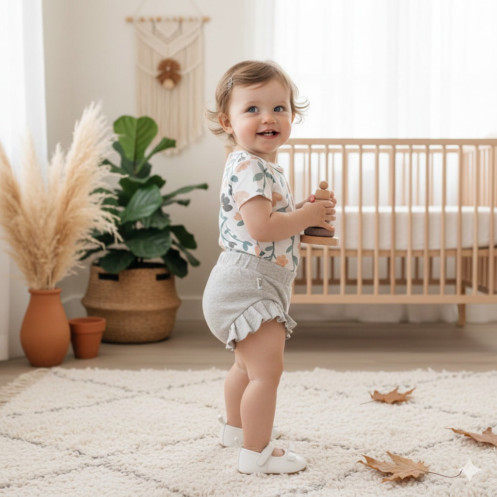 Short Bebê e Infantil Menina – Malha Liso | Cinza Mescla