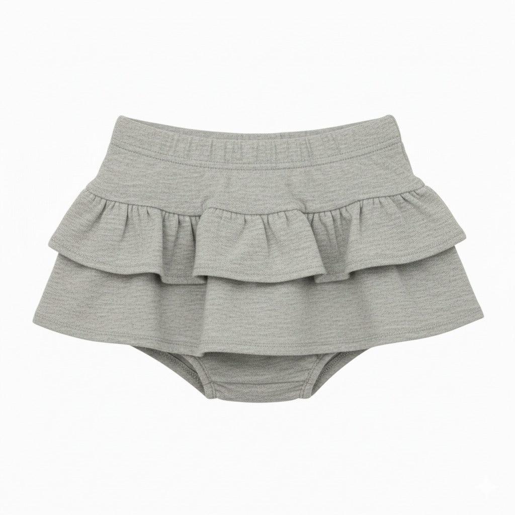 Short Saia Bebê e Infantil Com Camadas - PA Premium Liso | Cinza Mescla Banana