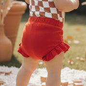 Short Bebê e Infantil Plissado Menina – Malha Algodão Liso | Tomate