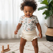 Short Bebê e Infantil Plissado Menina – Malha Algodão Liso | Off white