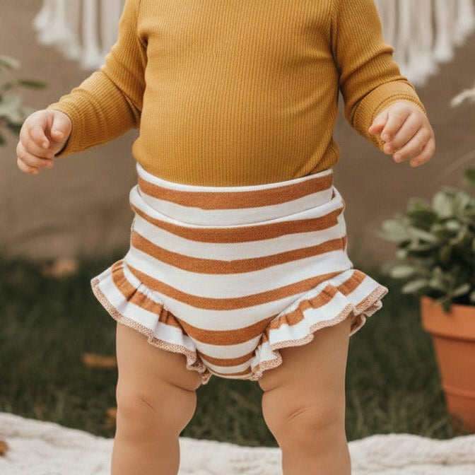 Short Bebê e Infantil Menina – Algodão Premium Estampa Exclusiva | Listras Amarelas