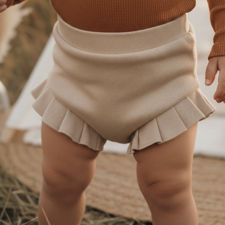 Short Bebê e Infantil Menina – Tecido Canelado Premium Liso | Areia