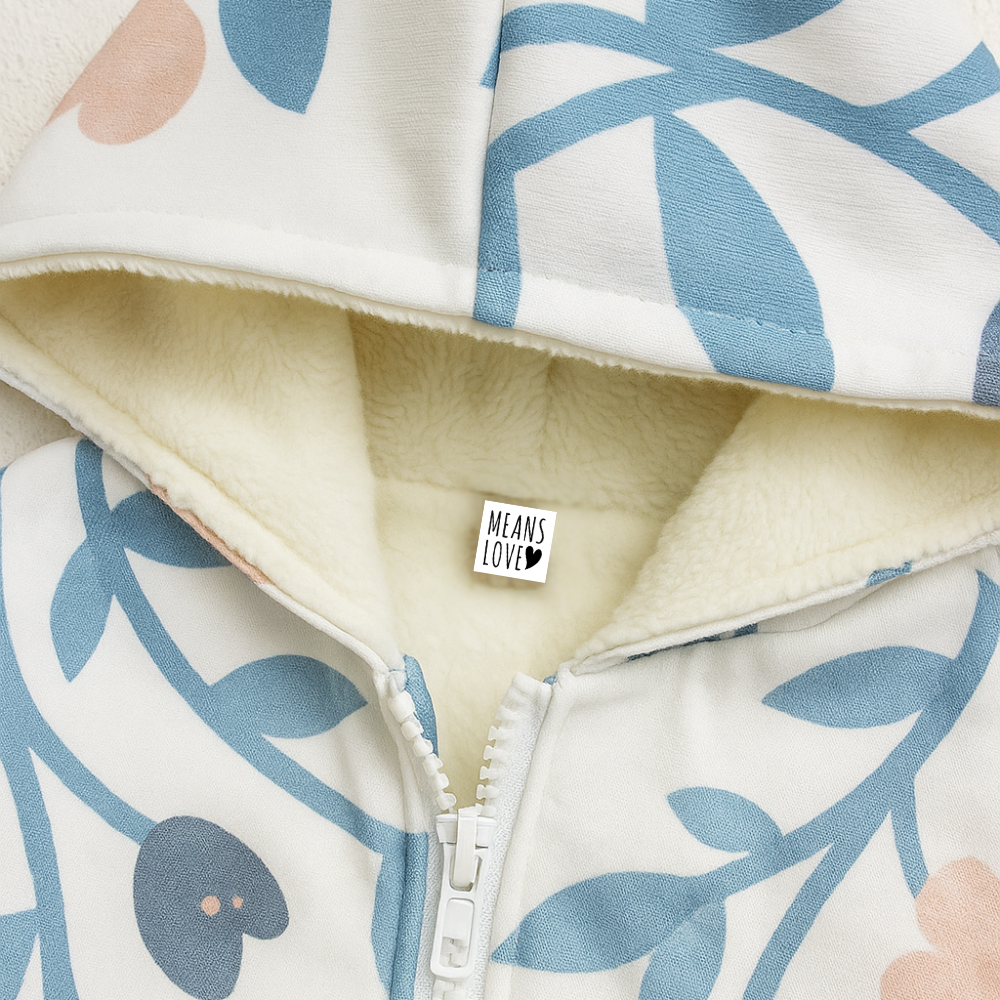 Jaqueta Bebê/Infantil Menina Com Capuz e Forro Fleece - Poliéster Com Elastano Estampa Exclusiva | Floral Vintage Grande