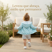 Jaqueta - Moletom Peluciado -  Margaridas Azul Serenity