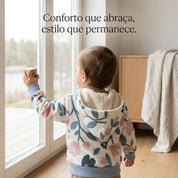 Jaqueta Capuz e Forro Fleece - Poliéster Com Elastano | Floral Vintage Grande