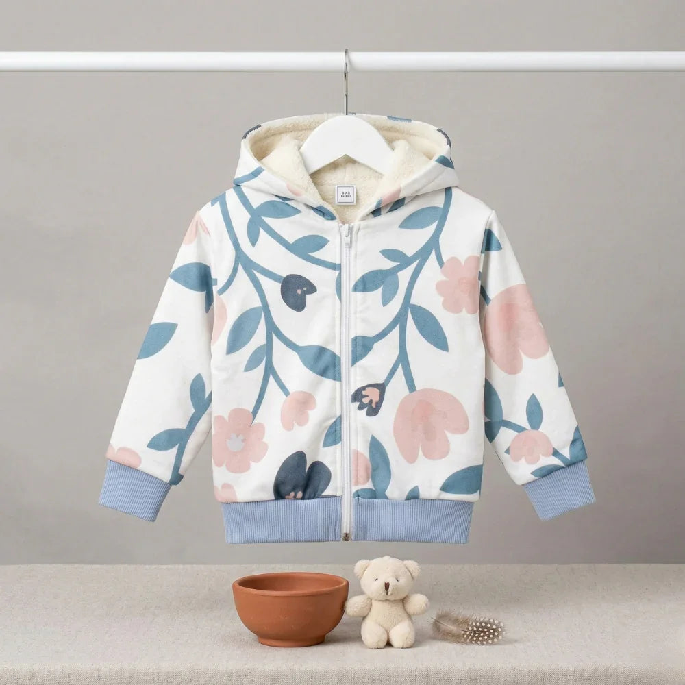 Jaqueta Capuz e Forro Fleece - Poliéster Com Elastano | Floral Vintage Grande