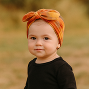 Laço de Cabelo Infantil Regulável - Algodão Stretch Estampa Exclusiva | Xadrez Outonal