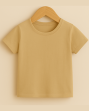 Camiseta Bebê/Infantil Manga Curta Unissex [Malha Algodão - Lisa] - Bege