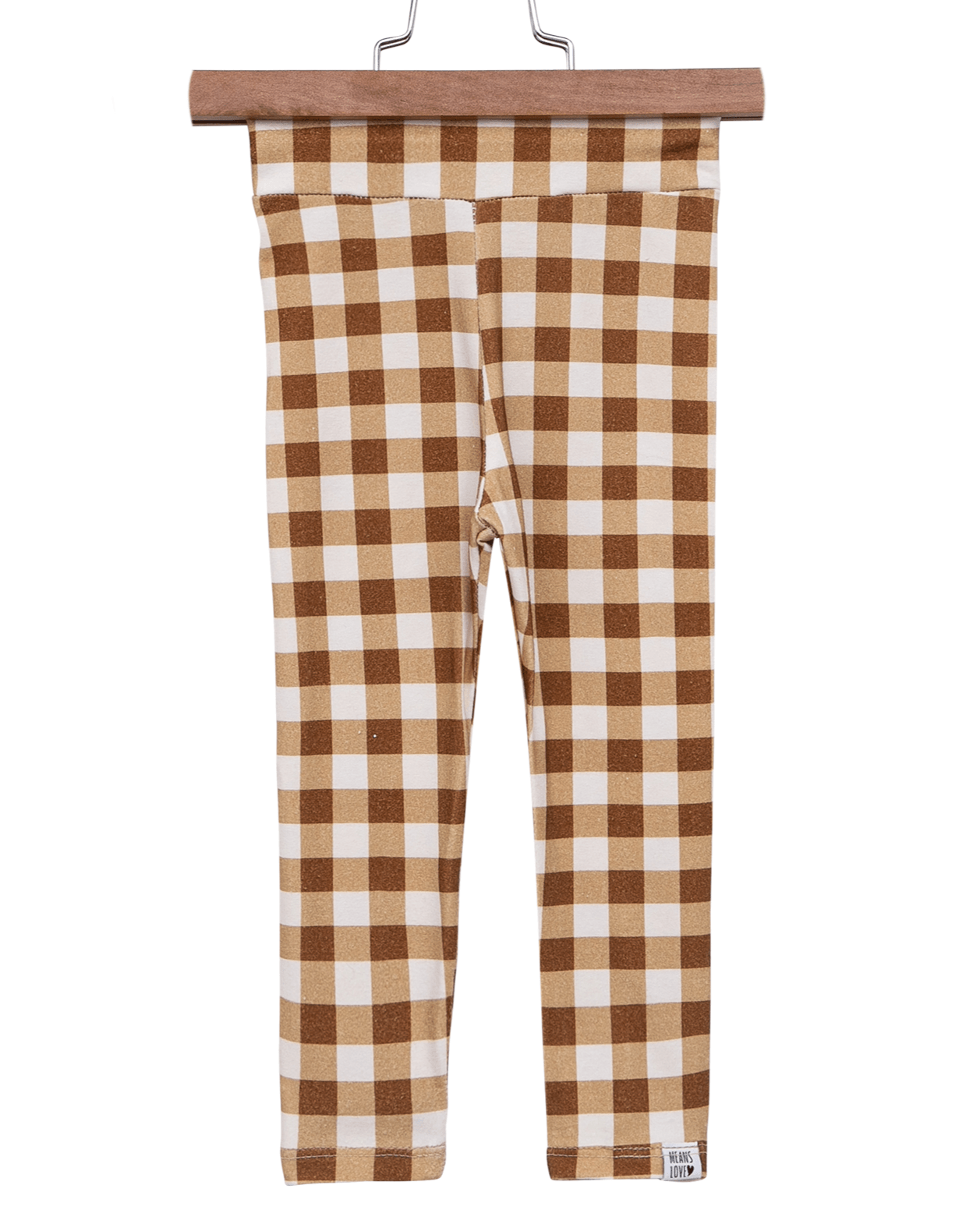 legging cotton infantil bebe means love baby xadrez marrrom 