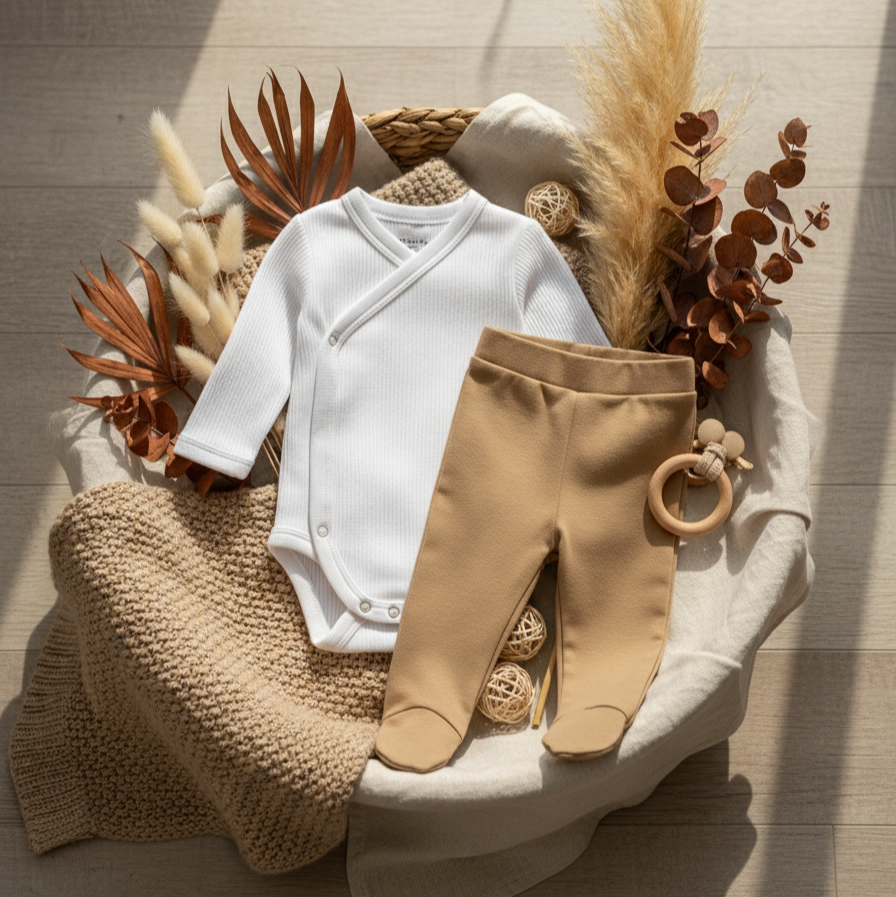 Kit 5 Peças Recém- Nascido à 3 Meses - Mini Enxoval Cápsula | Bem-Vindo, Filho