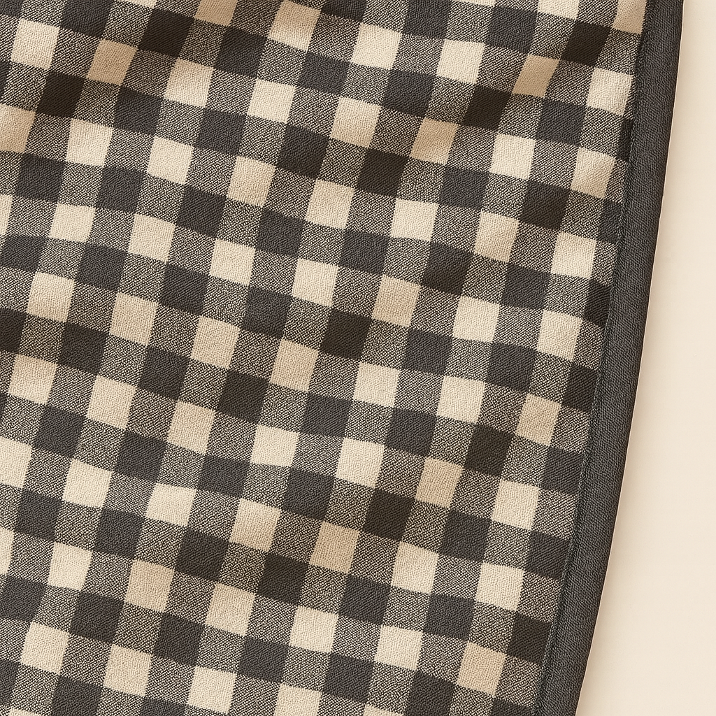 mantinha cueiro minimalista bebe xadrez boho vichy preto e branco means love baby detalhe