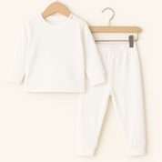 Pijama Bebê/Infantil Unissex - Canelado Liso | Branco