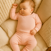 Pijama Bebê/Infantil Menina - Canelado Liso | Rosa Bebê