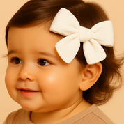 Presilha de Cabelo Infantil – Algodão Premium Canelado | Branca