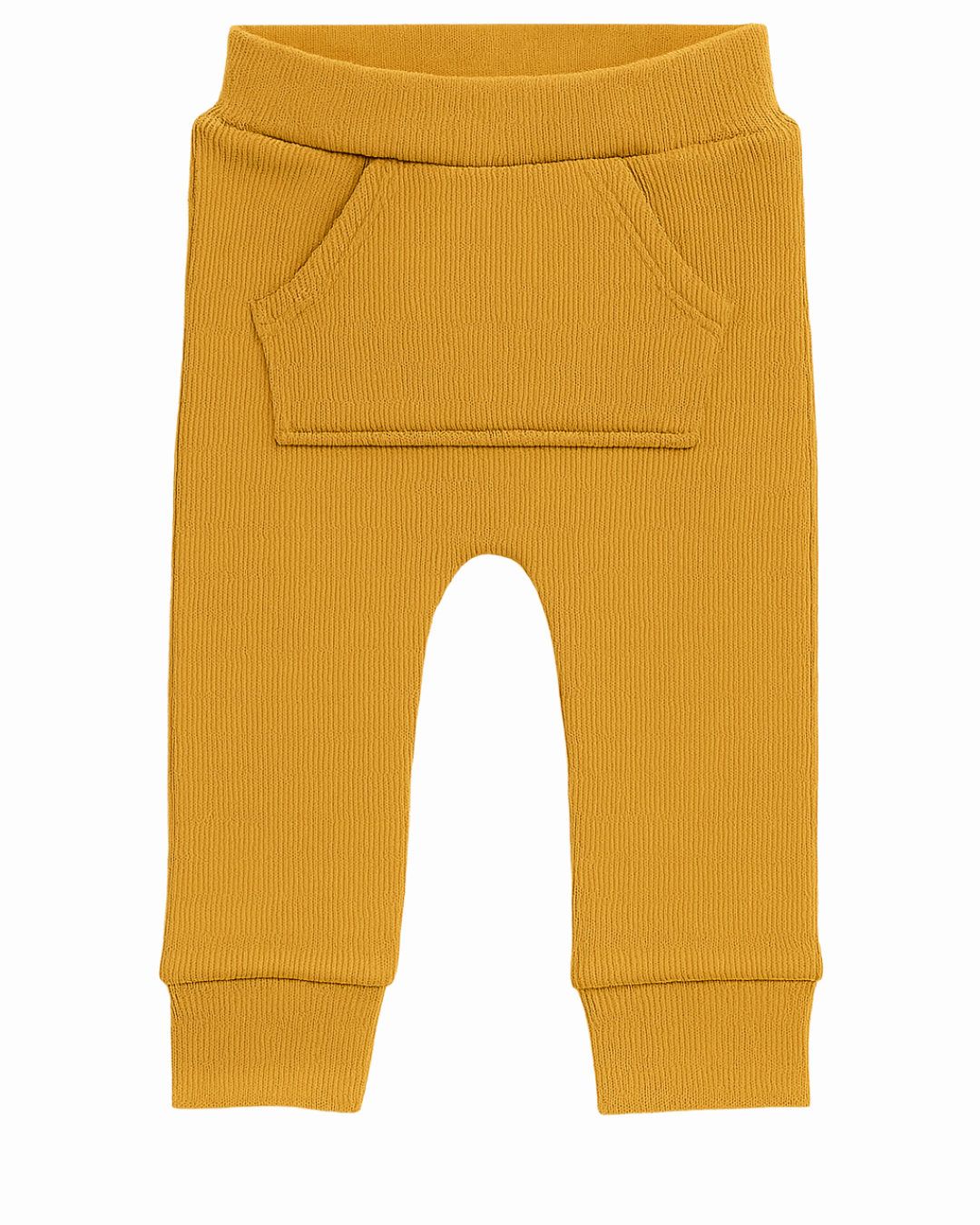 Calça Bebê e Infantil Bolsão Canguru Unissex – Canelado Premium Liso | Mostarda